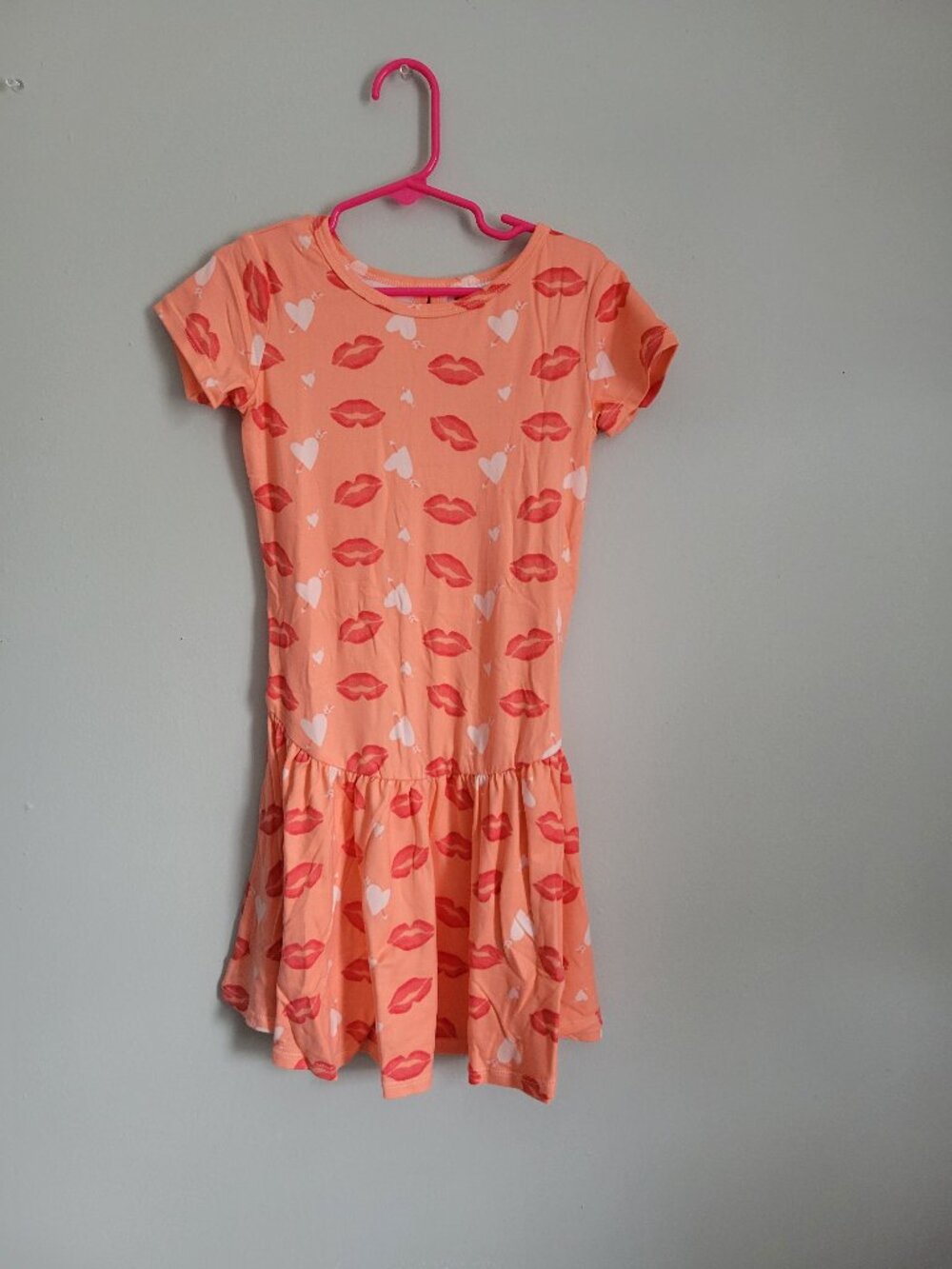 Dot Dot Smile Dress Girl's 5/6 Youth Orange Hearts Twirl Flapper NWT